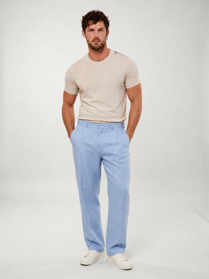 Pantalones de Lino a Rayas