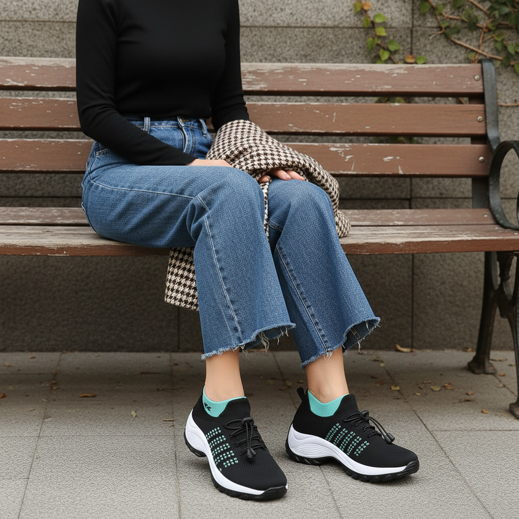 Ambulo zapatos ortopédicos de punto - verde y negro
