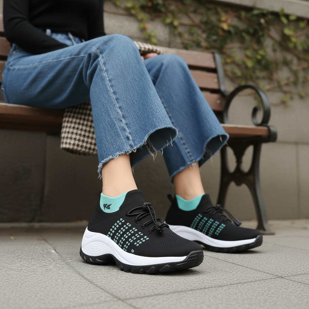 Ambulo zapatos ortopédicos de punto - verde y negro