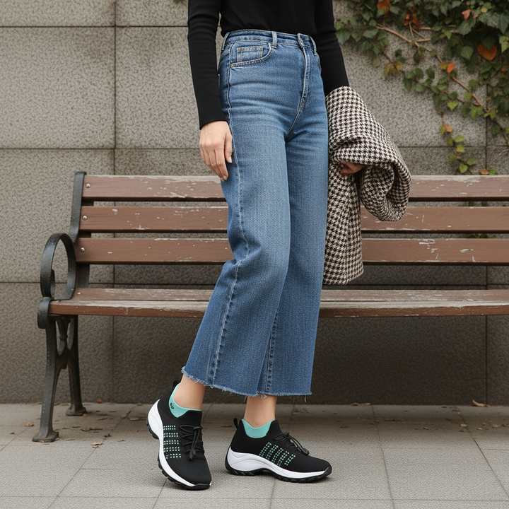 Ambulo zapatos ortopédicos de punto - verde y negro